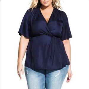 City Chic Navy Simply Knot Top